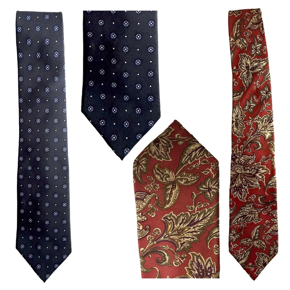 Vintage Christian Dior Mens Neckties Lot of 2 All Silk Woven Italy Made in USA